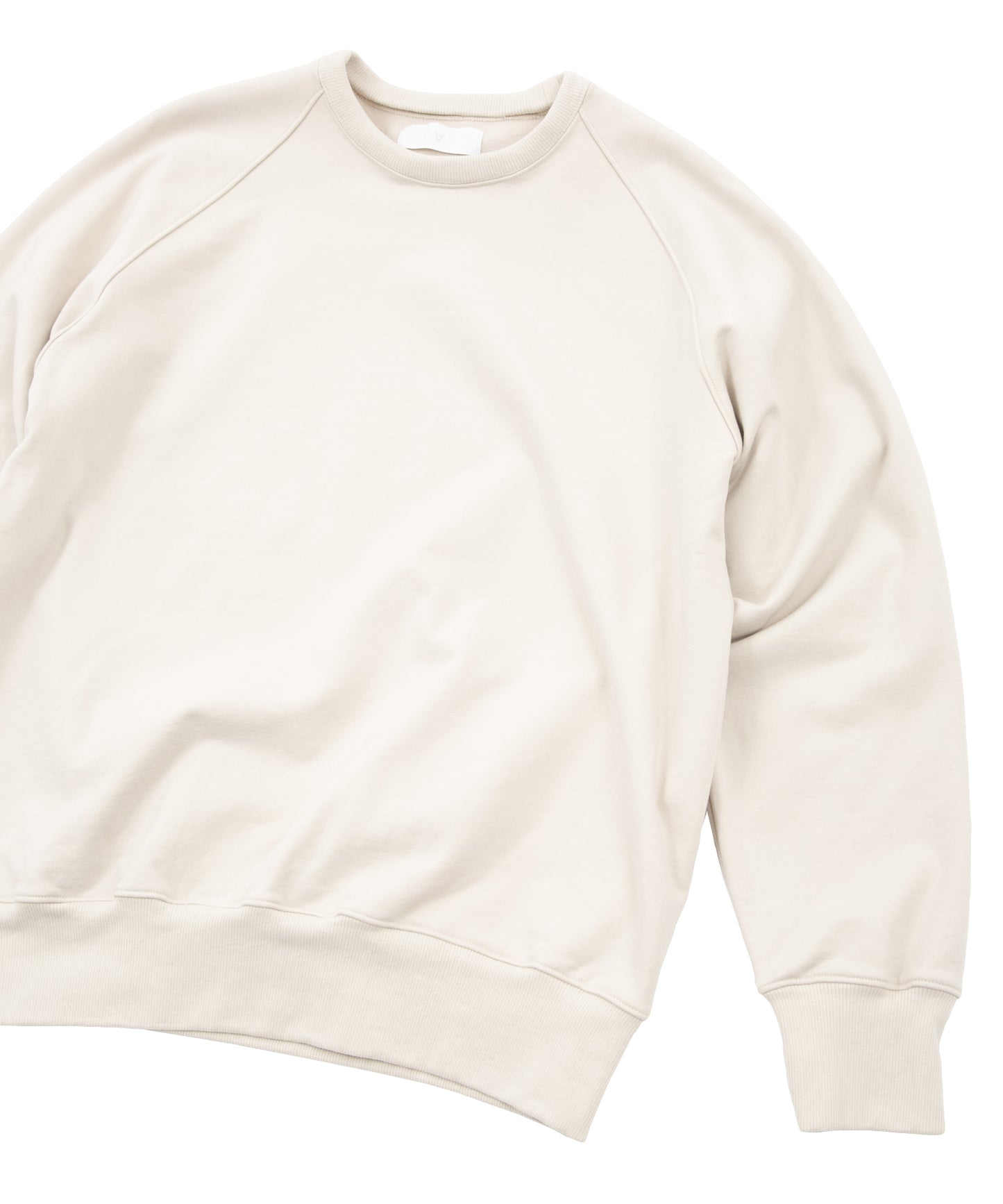 コットン ストレッチ 裏毛 クルーネック L/S カットソー - Ivory