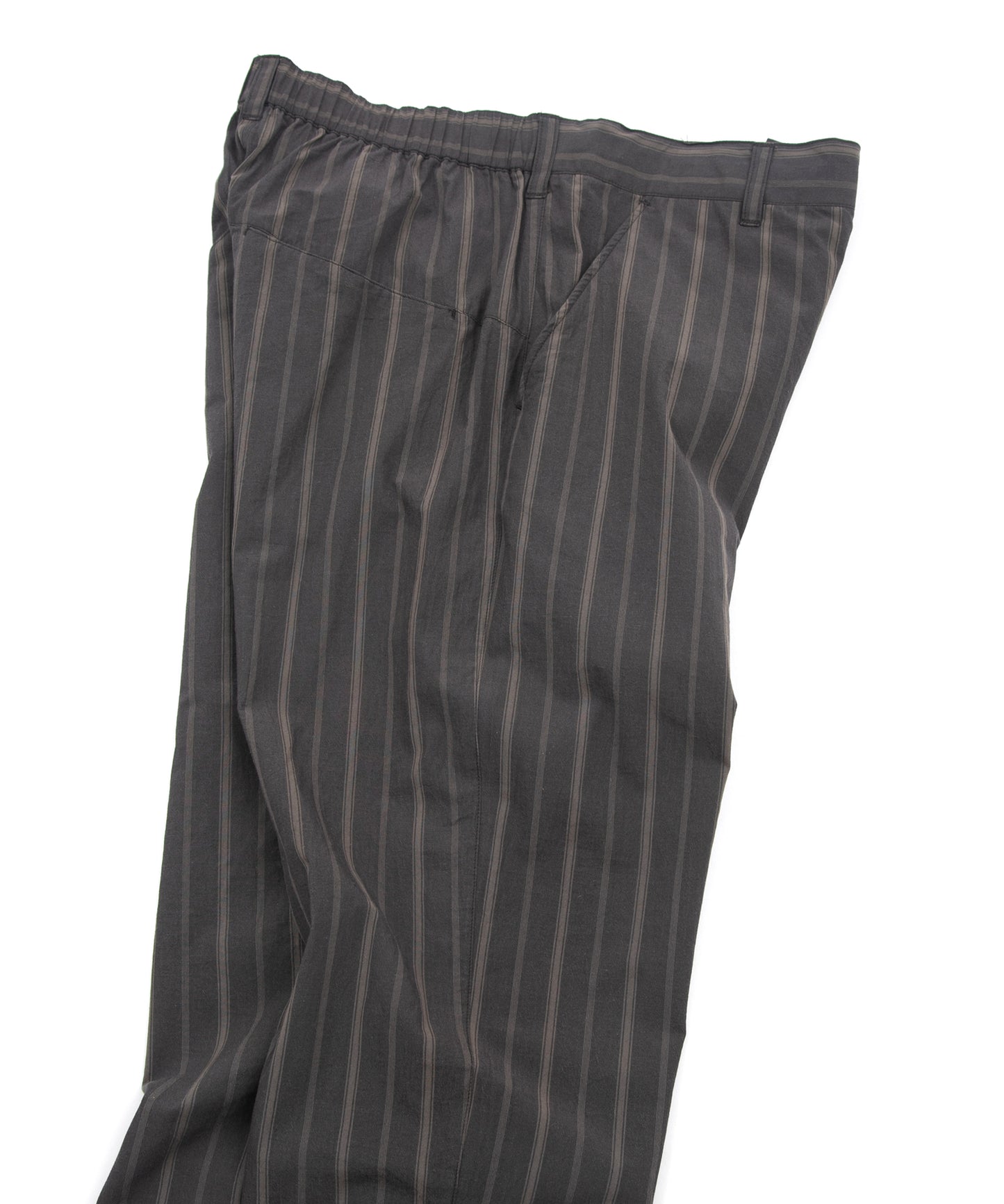 オーガニックコットン ワッシャー ストライプ テーパード イージーパンツ - BROWN STRIPE