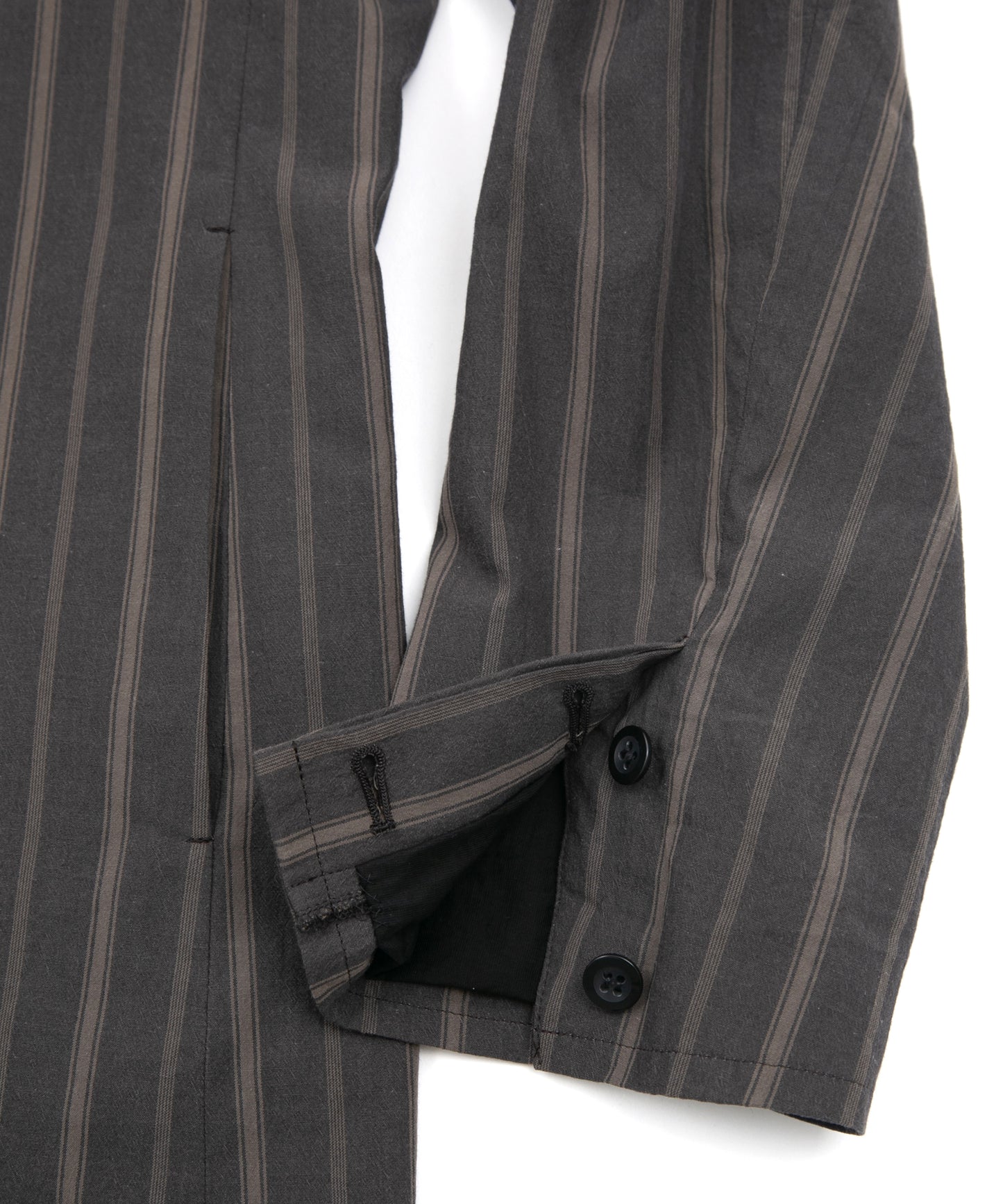 オーガニックコットン ワッシャー ストライプ チェスターコート - BROWN STRIPE