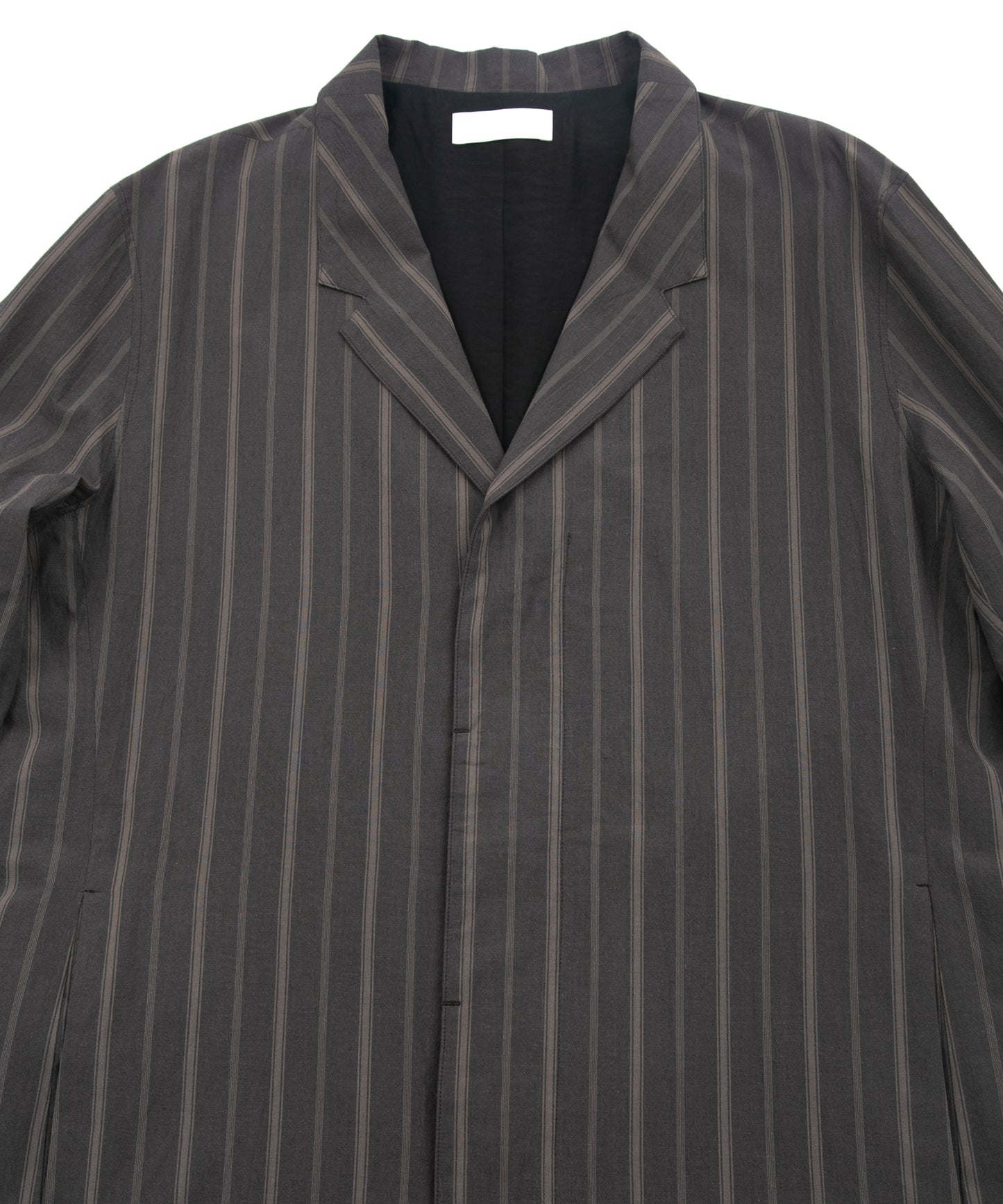 オーガニックコットン ワッシャー ストライプ チェスターコート - BROWN STRIPE