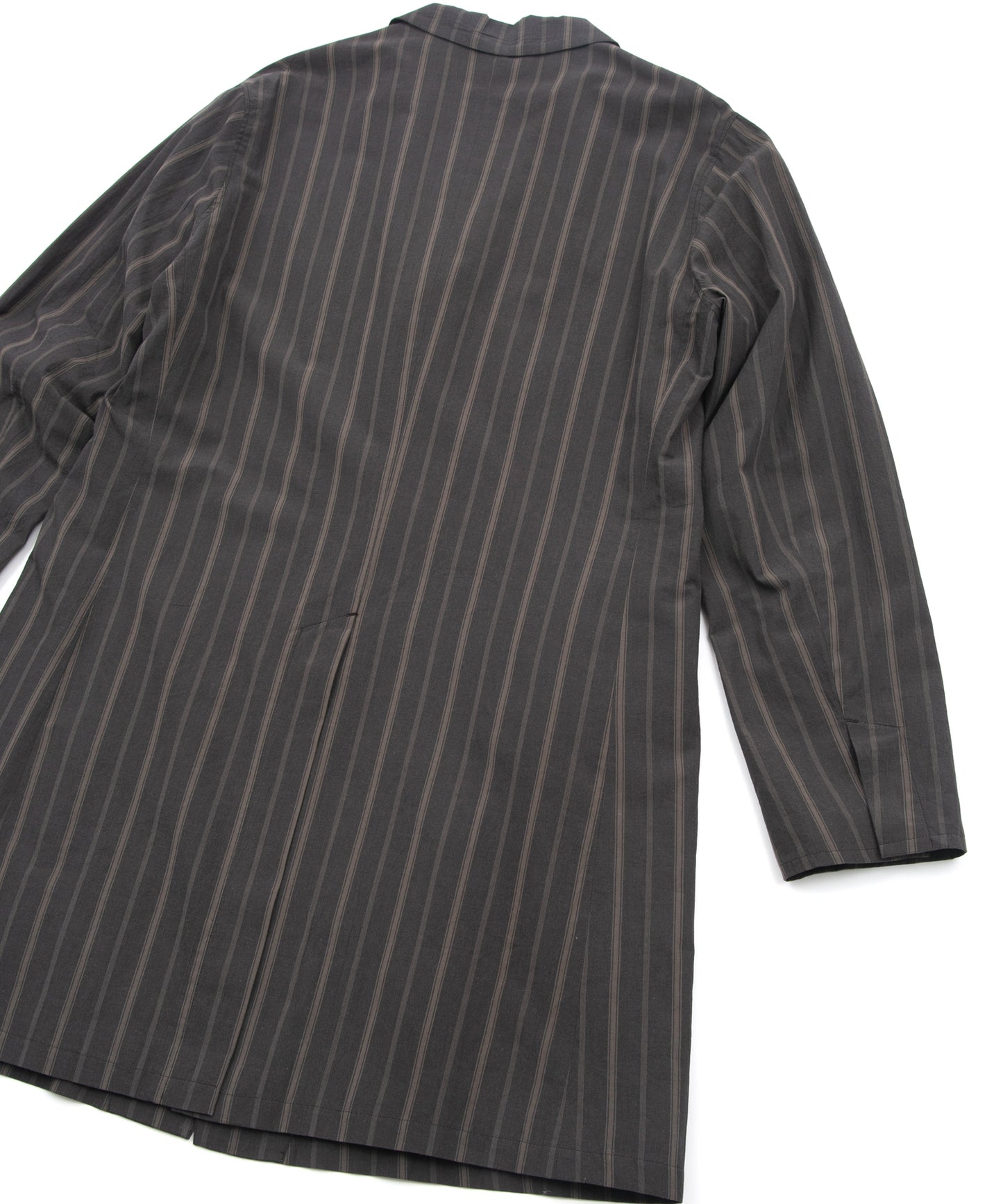 オーガニックコットン ワッシャー ストライプ チェスターコート - BROWN STRIPE
