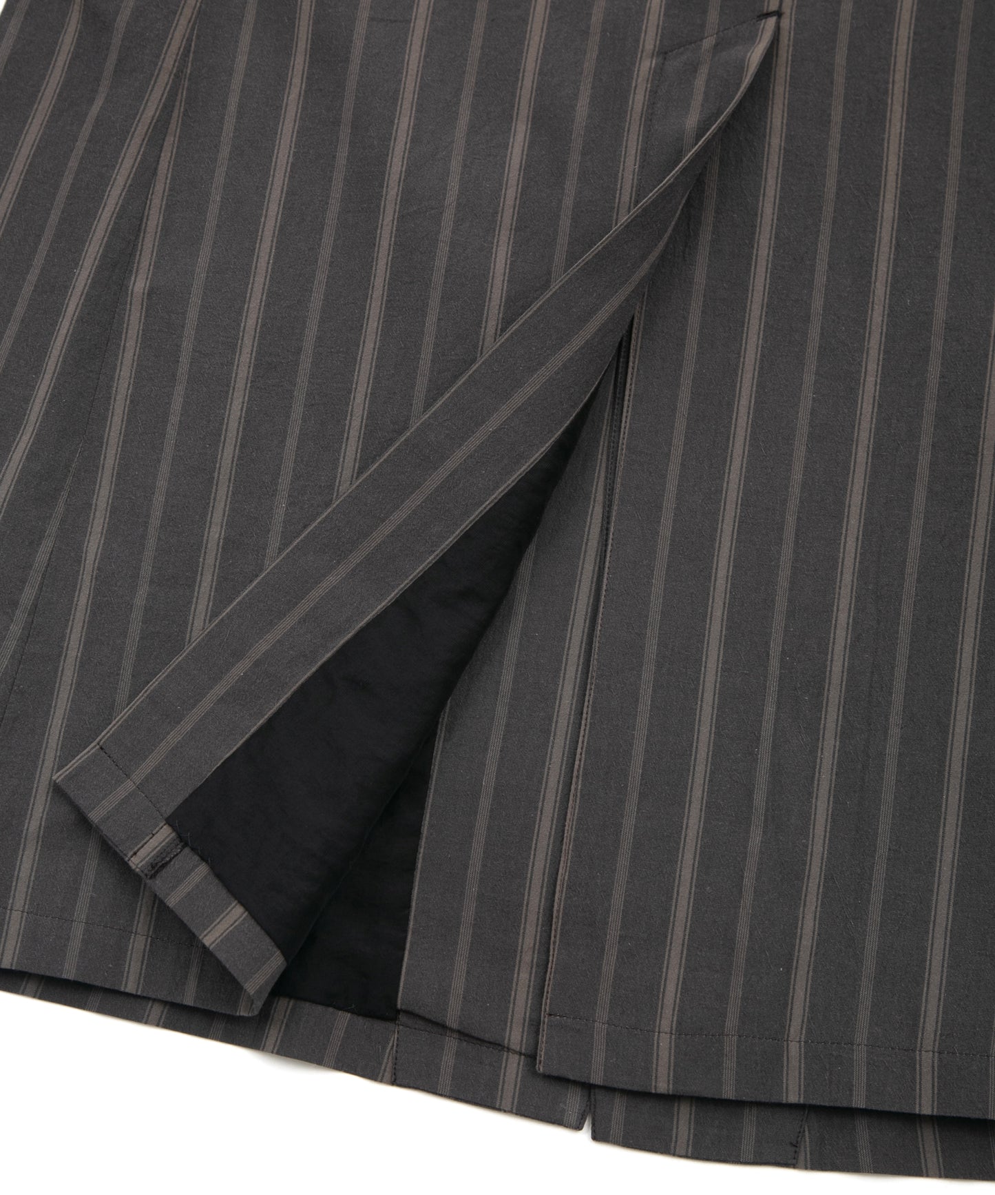 オーガニックコットン ワッシャー ストライプ チェスターコート - BROWN STRIPE