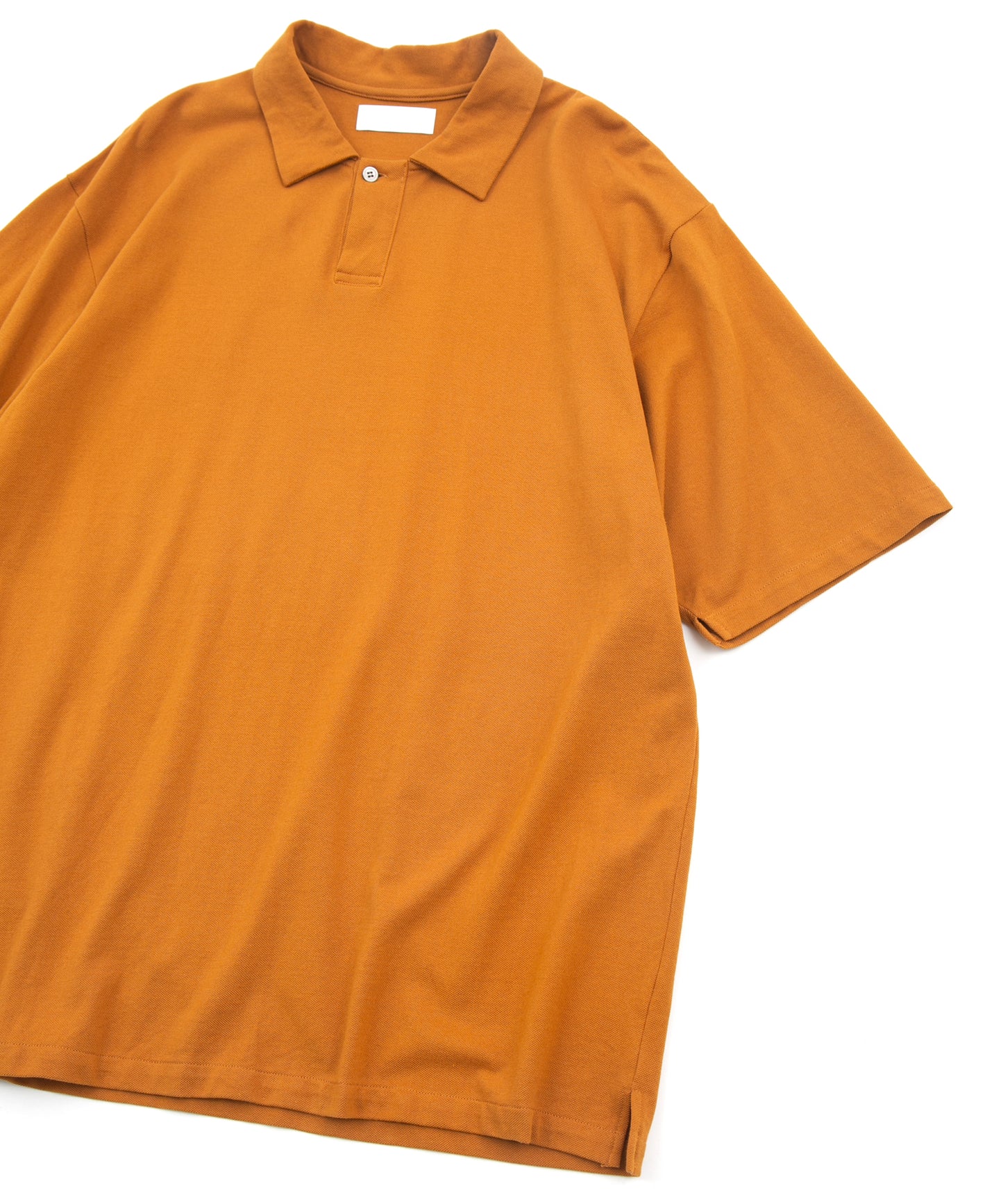 GIZA コットン 表カノコ クルーネック H/S カットポロ - ORANGE