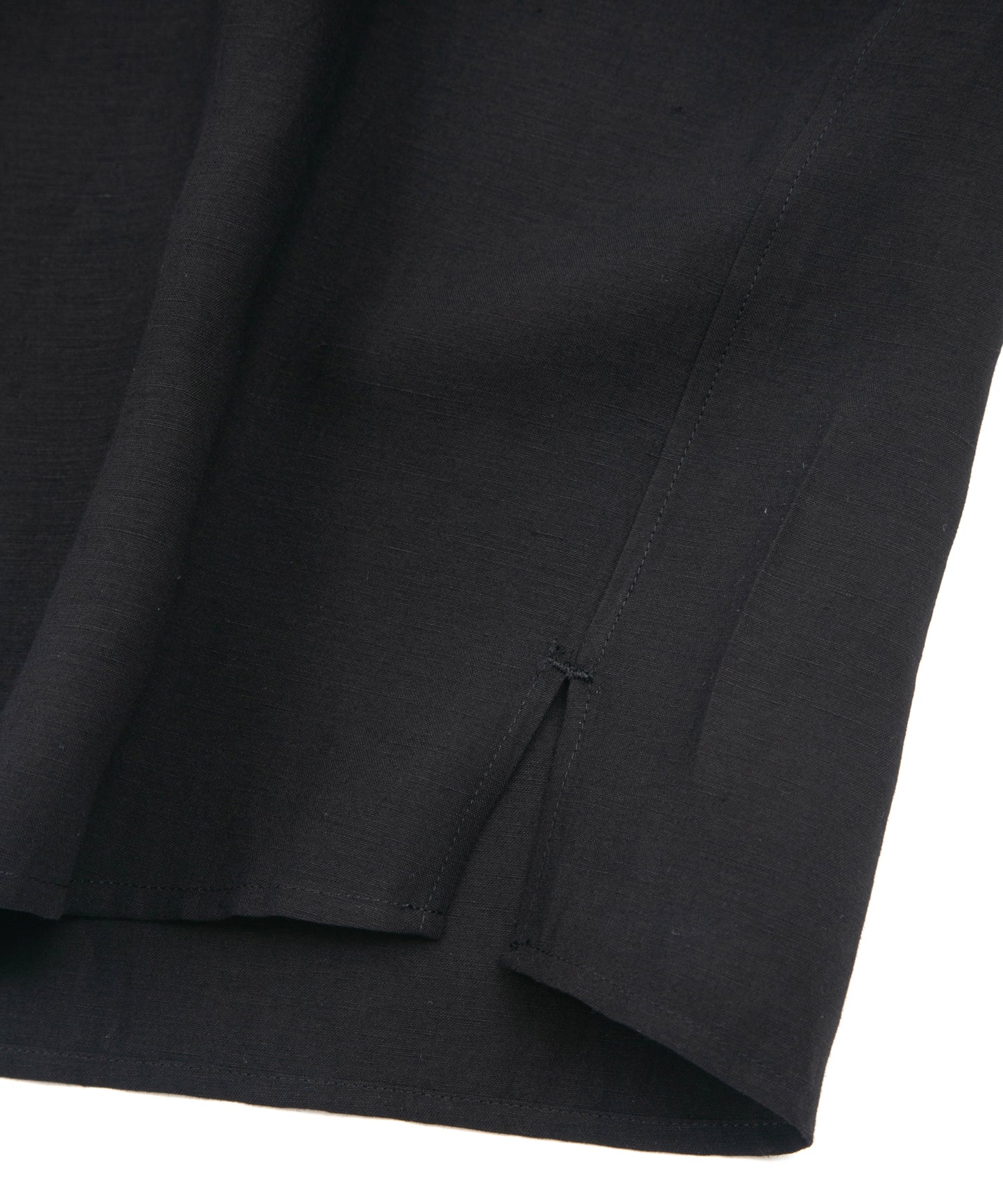 ダブルカバー 強撚麻混 ポプリン ワッシャー H/S プルオーバーシャツ - BLACK