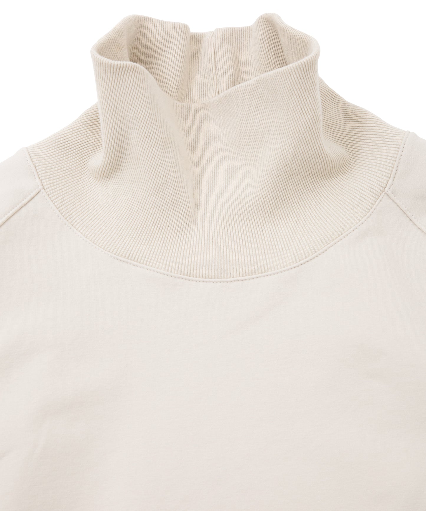 コットン ストレッチ 裏毛 モックネック カットソー - Ivory
