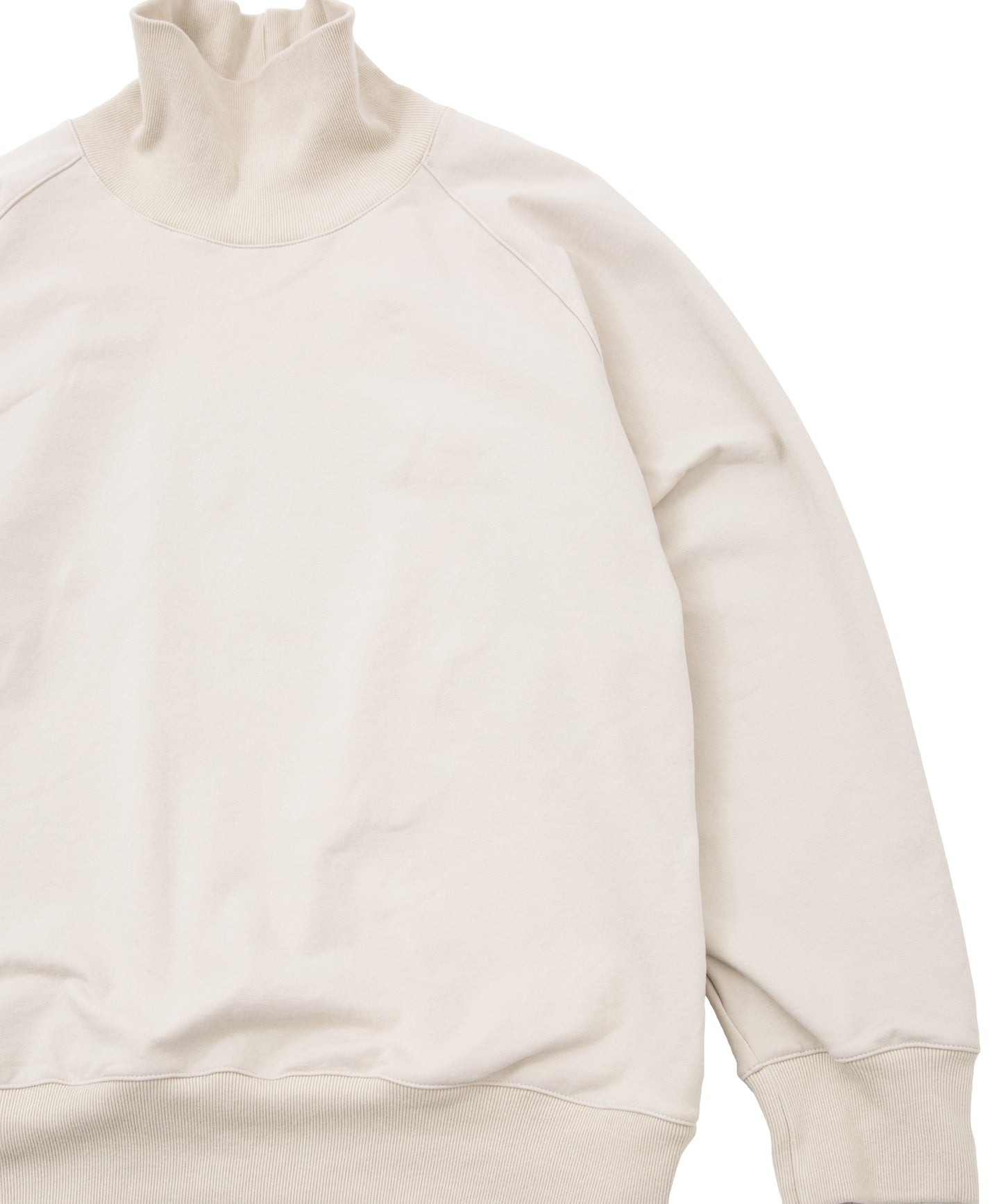 コットン ストレッチ 裏毛 モックネック カットソー - Ivory