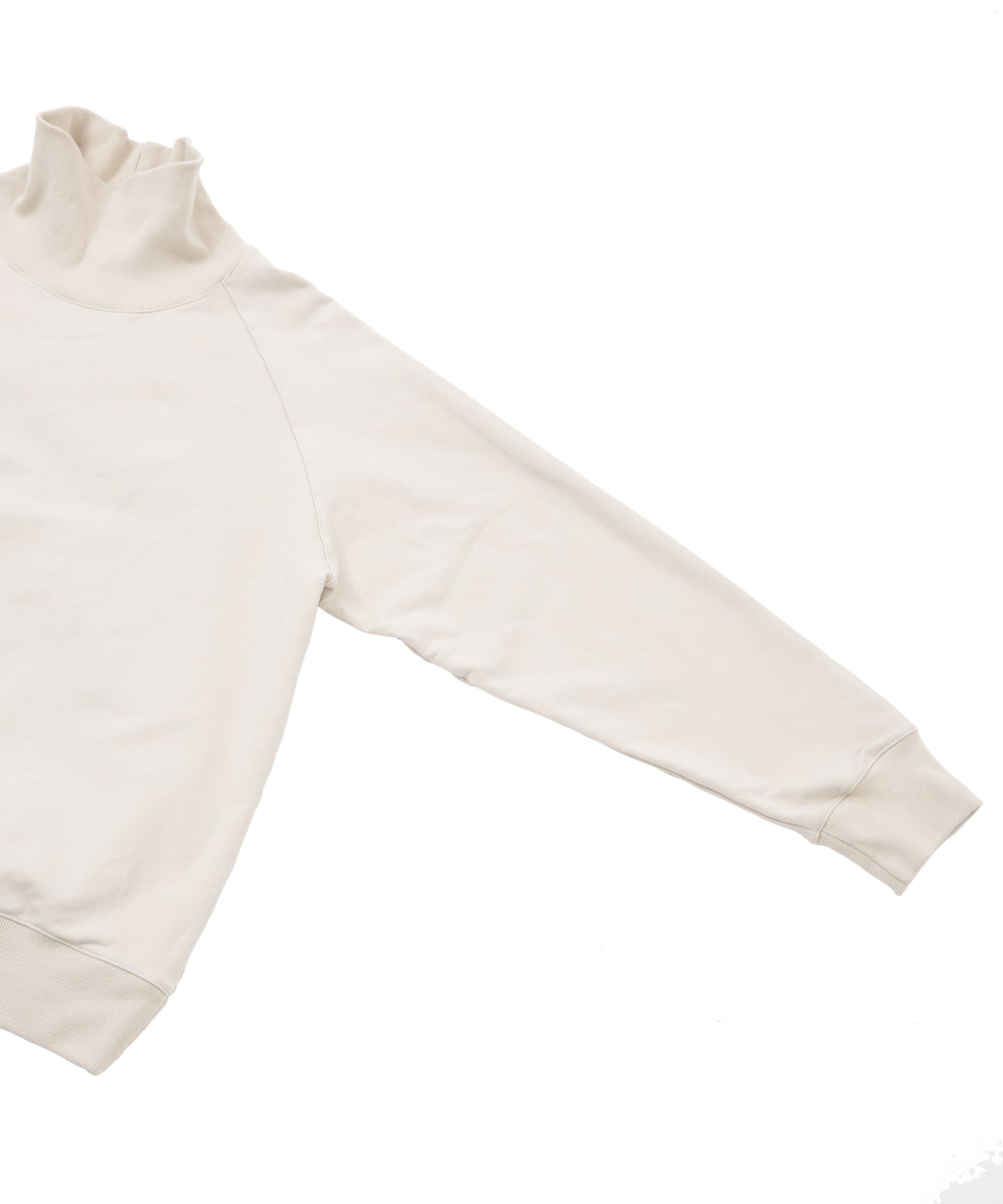 コットン ストレッチ 裏毛 モックネック カットソー - Ivory