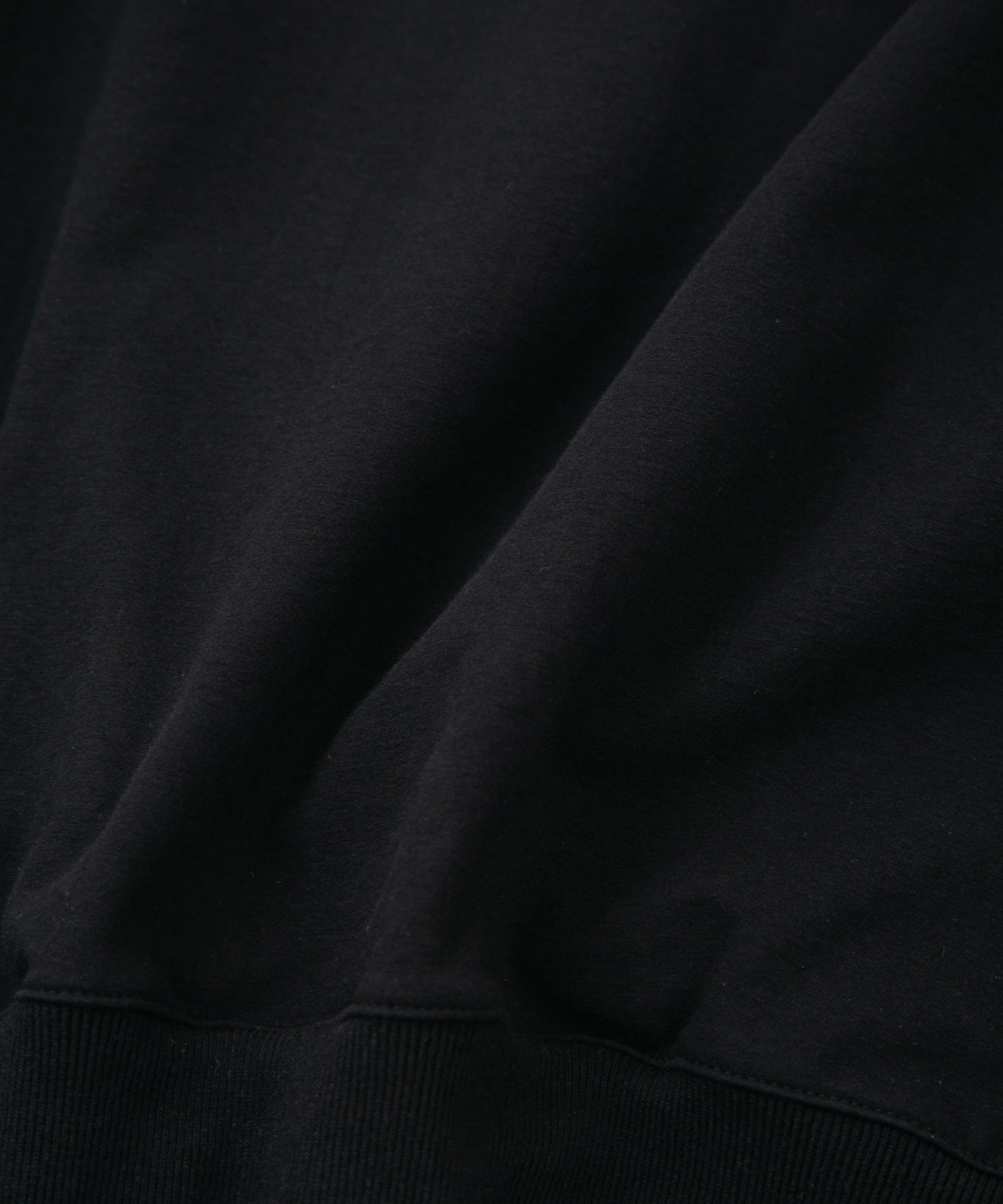 コットン ストレッチ 裏毛 モックネック カットソー - Black