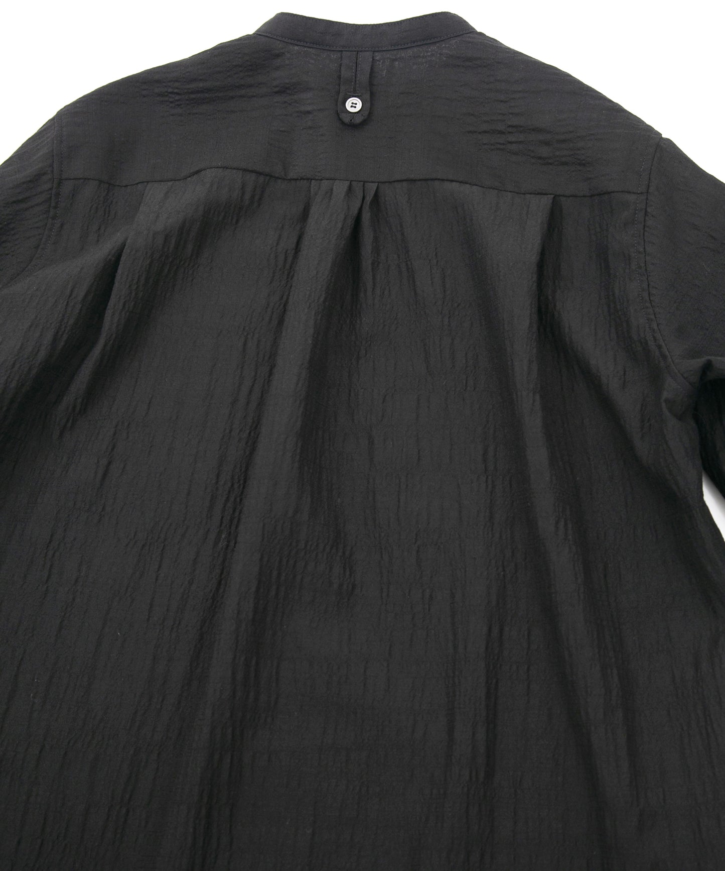 後染めウール キュプラ バンドカラーシャツ - Black