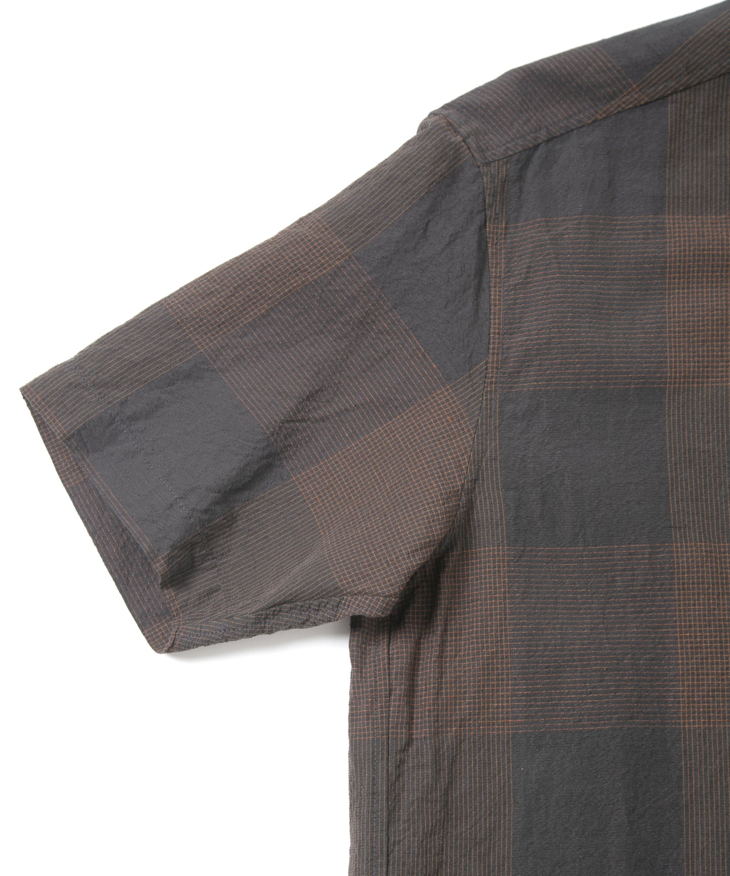 コットンリネンコードチェック LD ウォッシャー H/S プルオーバーシャツ - BROWN CHECK