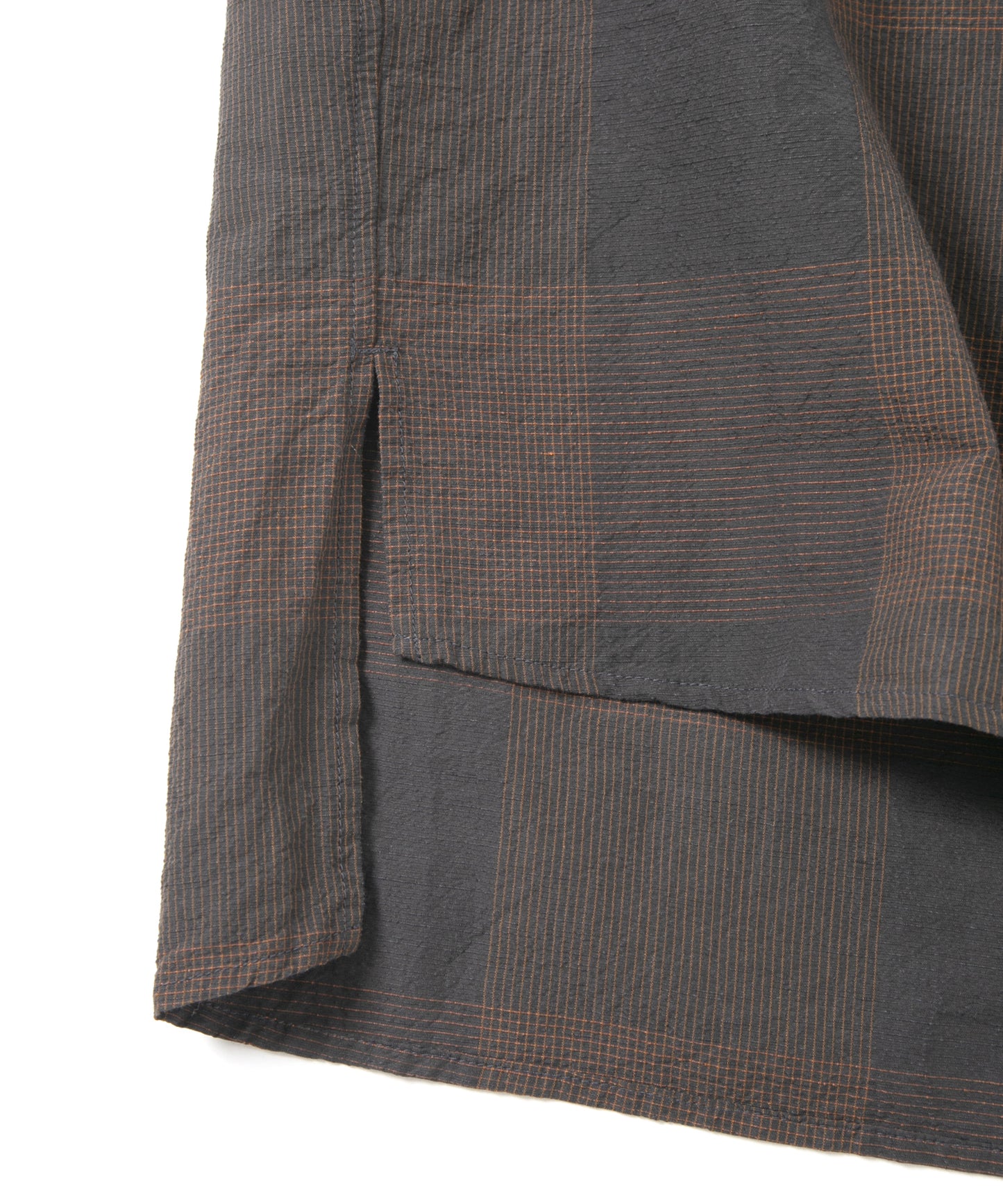 コットンリネンコードチェック LD ウォッシャー H/S プルオーバーシャツ - BROWN CHECK
