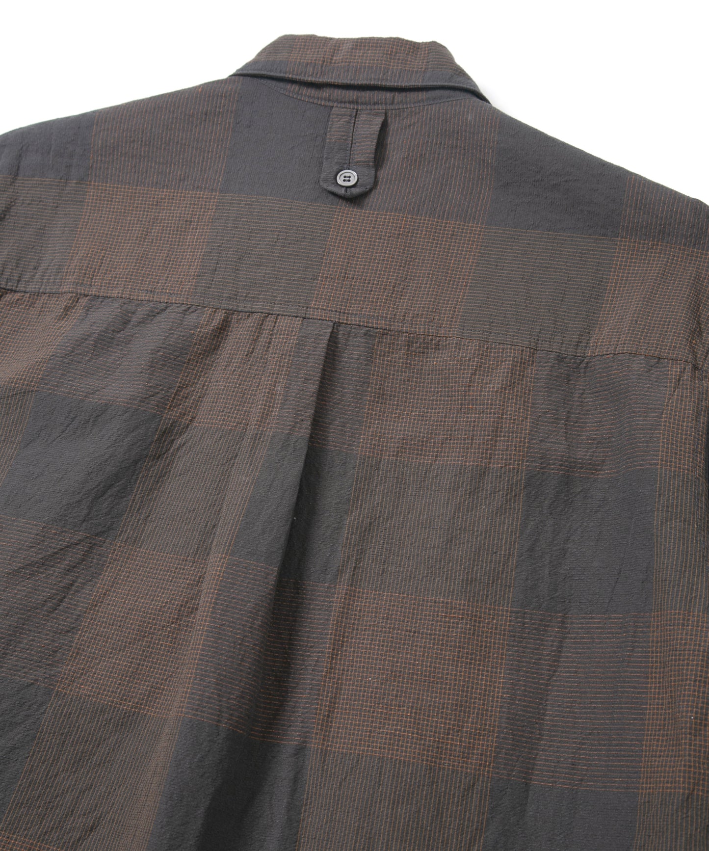 コットンリネンコードチェック LD ウォッシャー H/S プルオーバーシャツ - BROWN CHECK