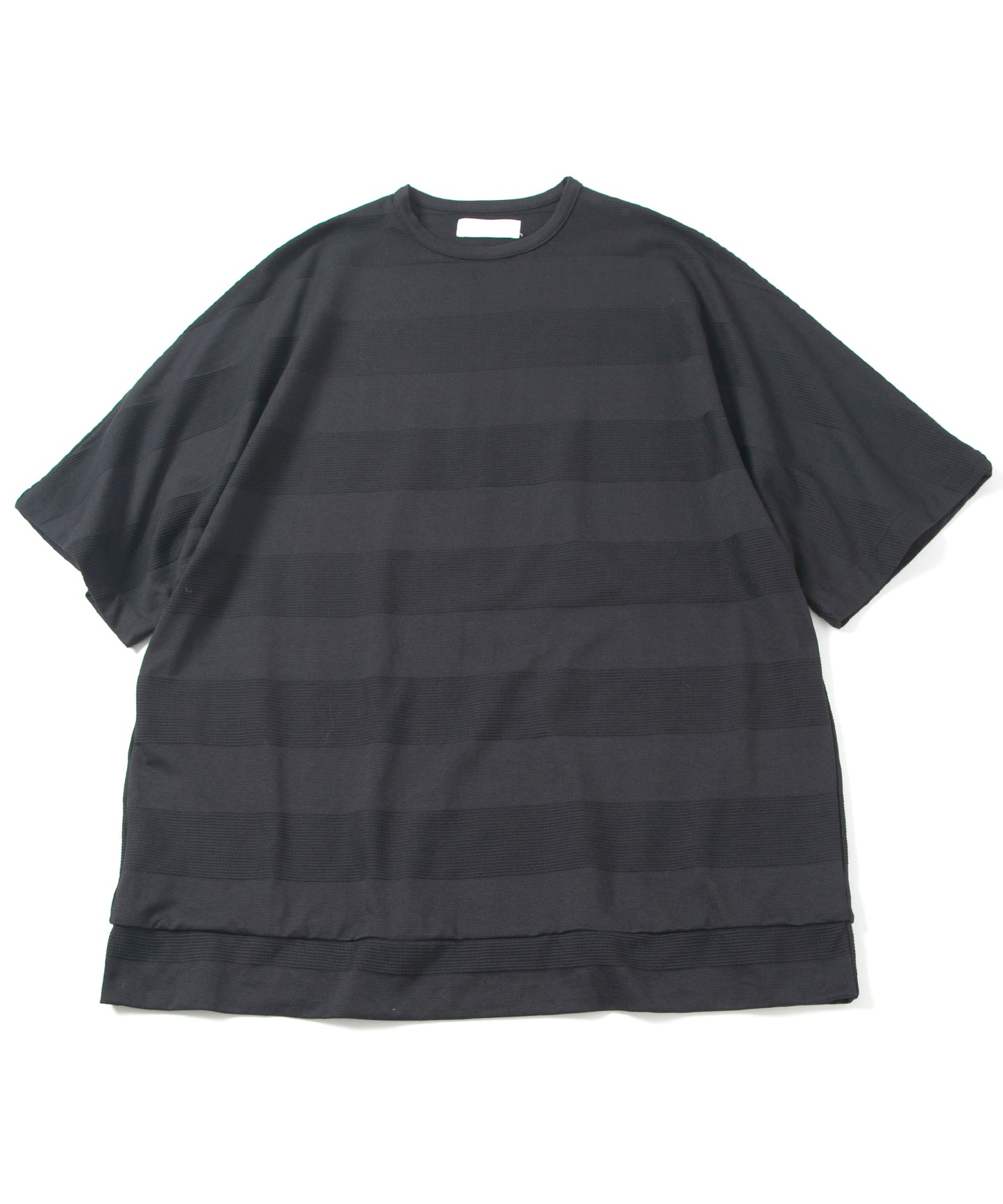 クールマックス リンクスジャガード ボーダーニット ドルマン H/S カットソー - BLACK