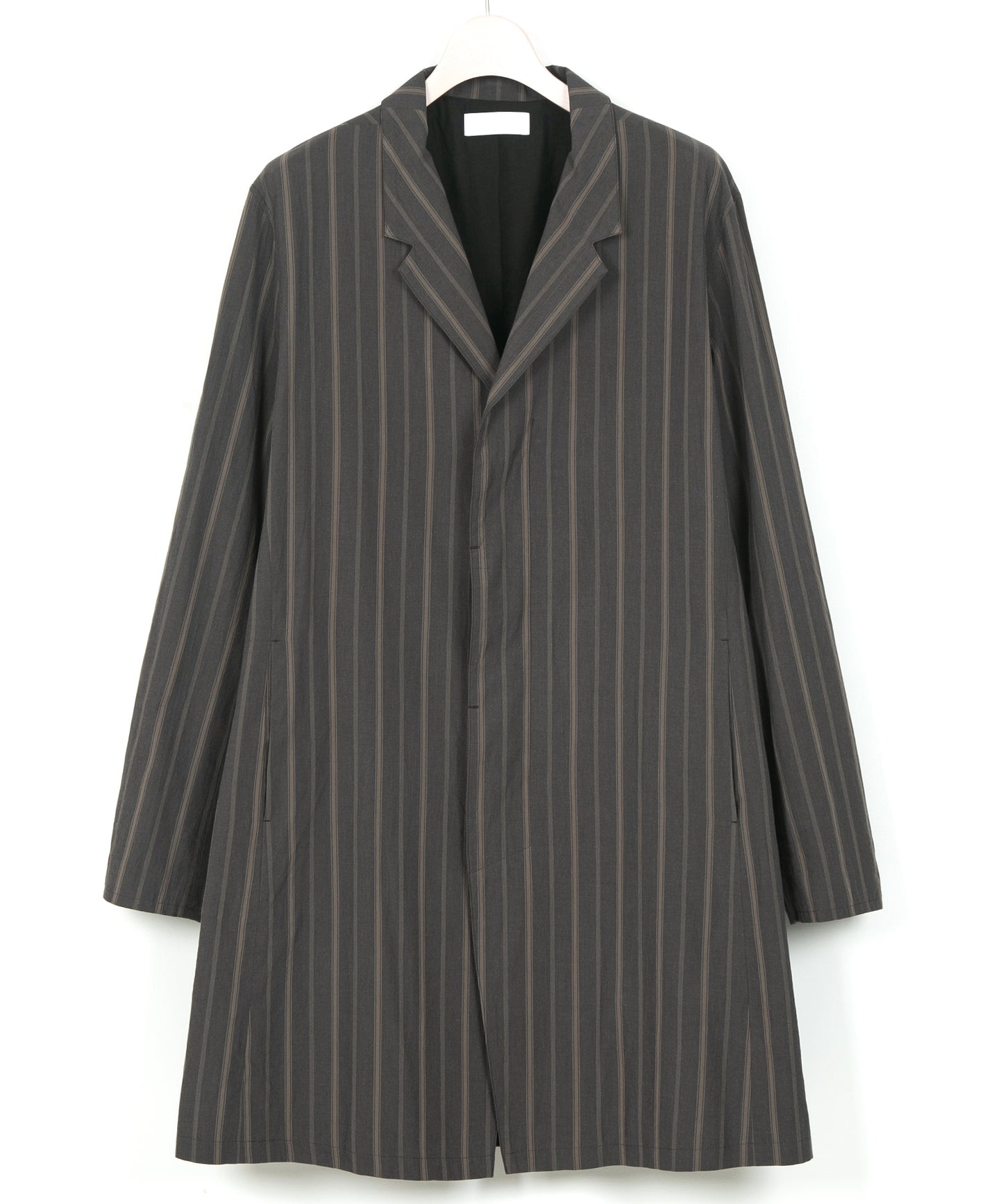 オーガニックコットン ワッシャー ストライプ チェスターコート - BROWN STRIPE