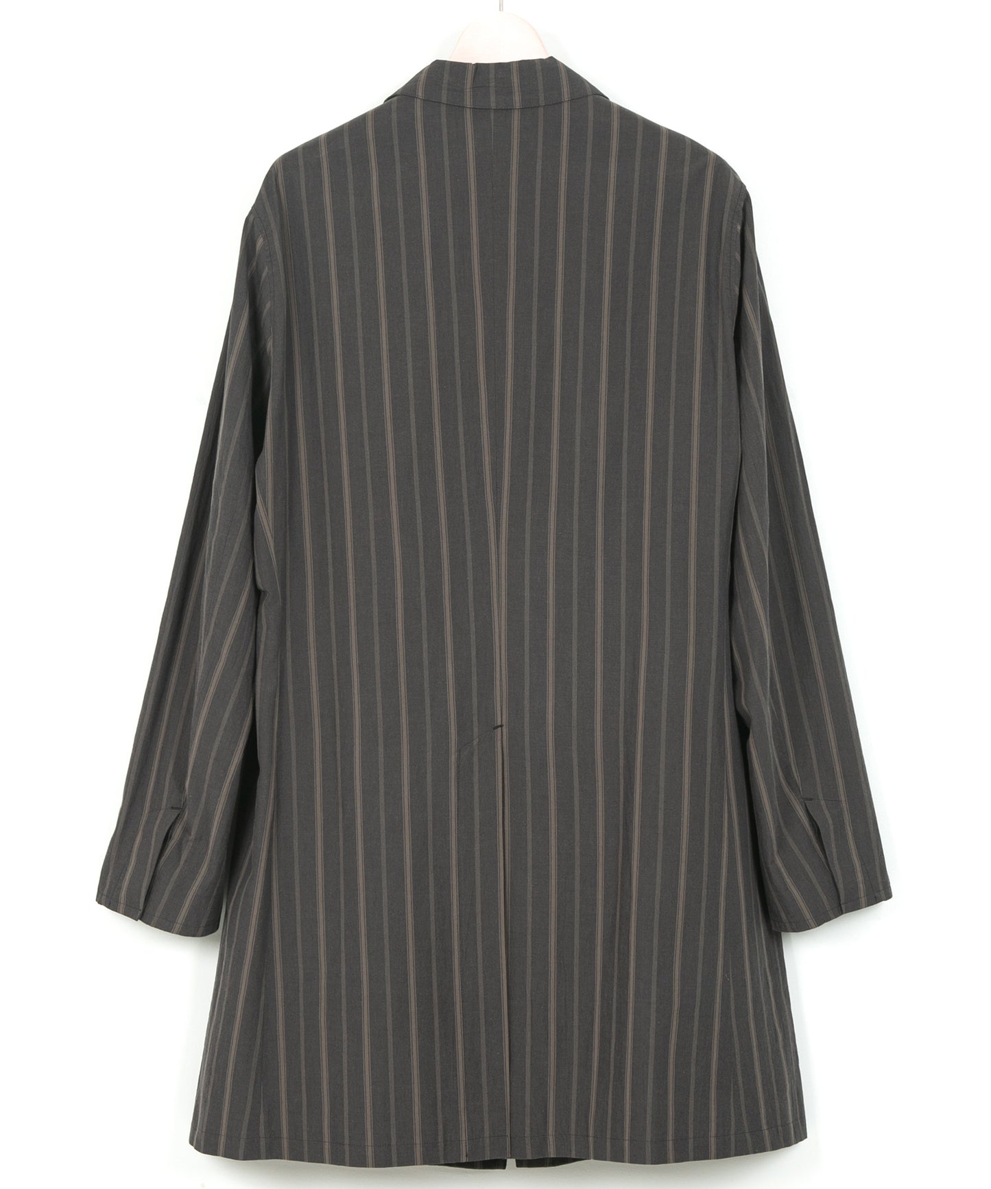 オーガニックコットン ワッシャー ストライプ チェスターコート - BROWN STRIPE