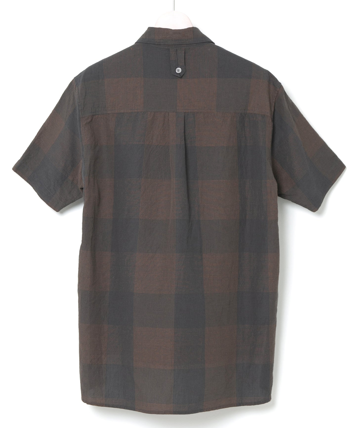 コットンリネンコードチェック LD ウォッシャー H/S プルオーバーシャツ - BROWN CHECK