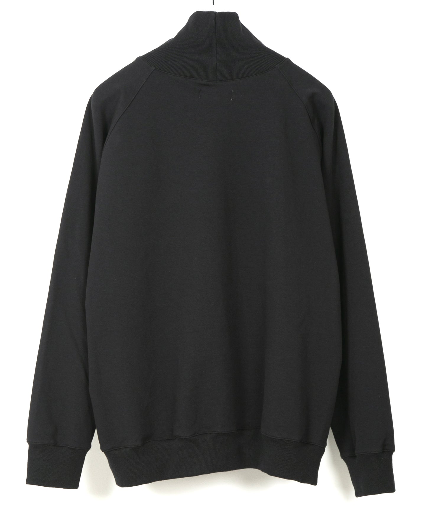 コットン ストレッチ 裏毛 モックネック カットソー - Black