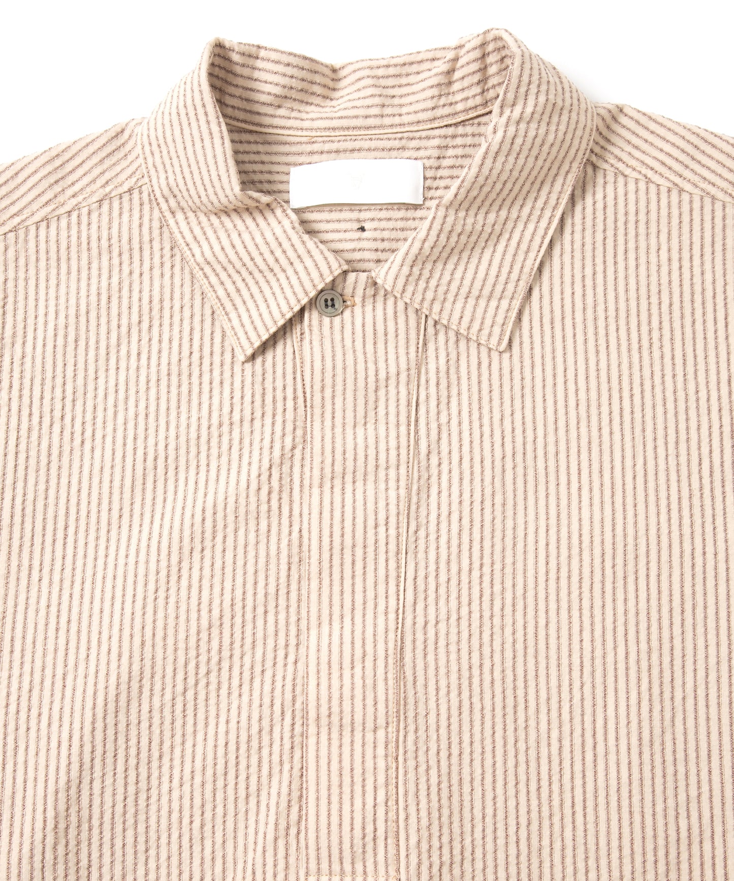 コットンウール シアサッカー ワッシャー H/S プルオーバーシャツ - NATURAL STRIPE