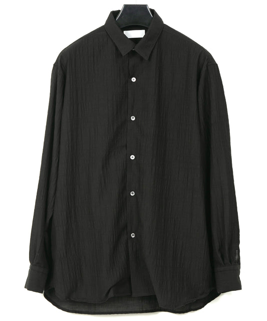 後染めウール キュプラ レギュラーカラーシャツ - Black