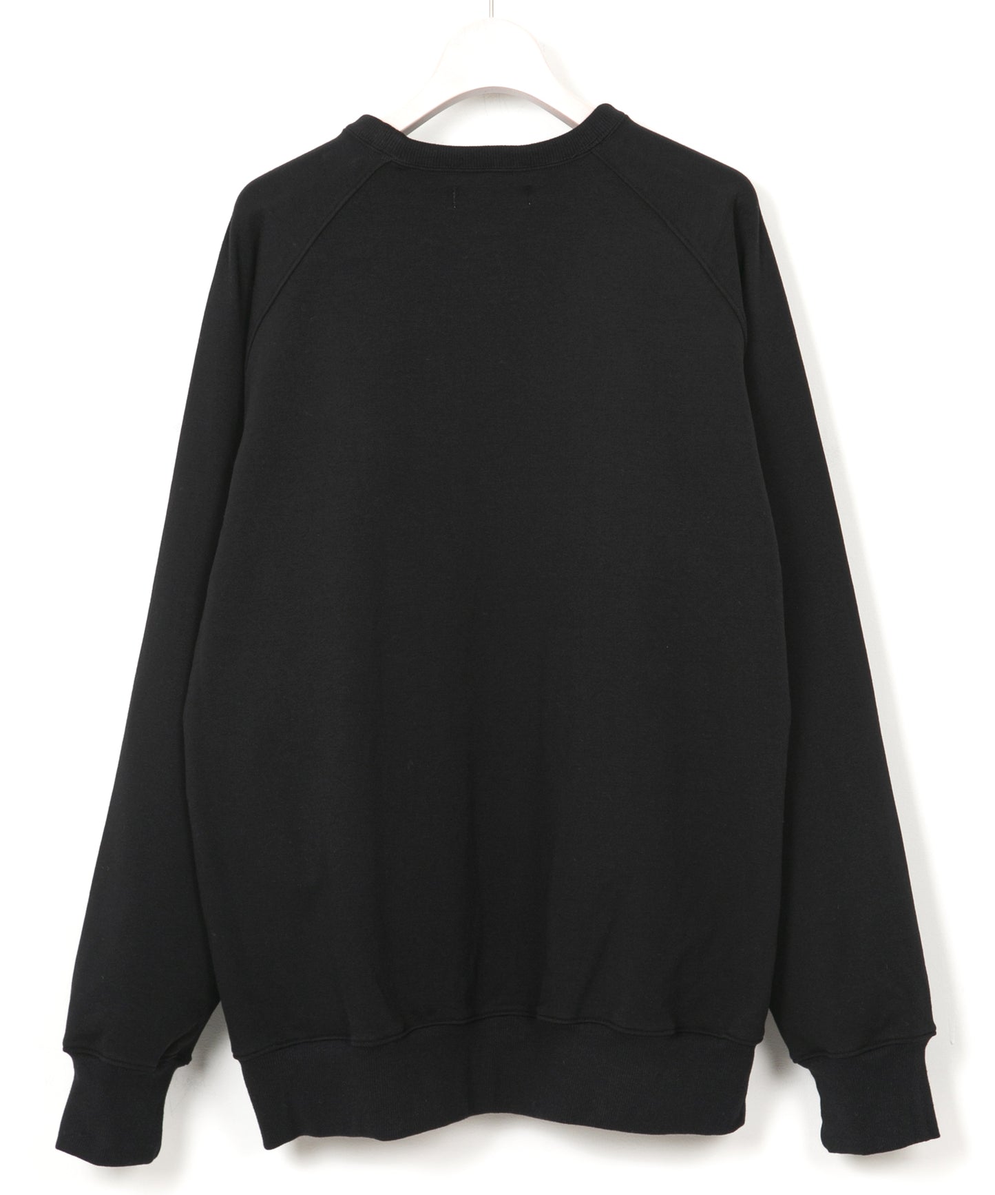 コットン ストレッチ 裏毛 クルーネック L/S カットソー - Black