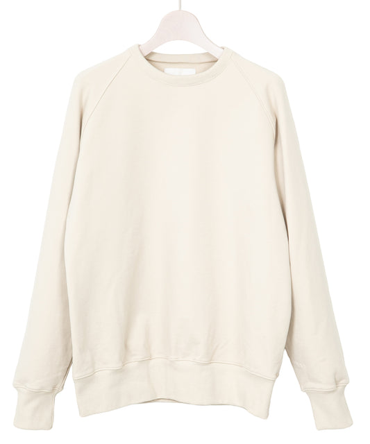 コットン ストレッチ 裏毛 クルーネック L/S カットソー - Ivory