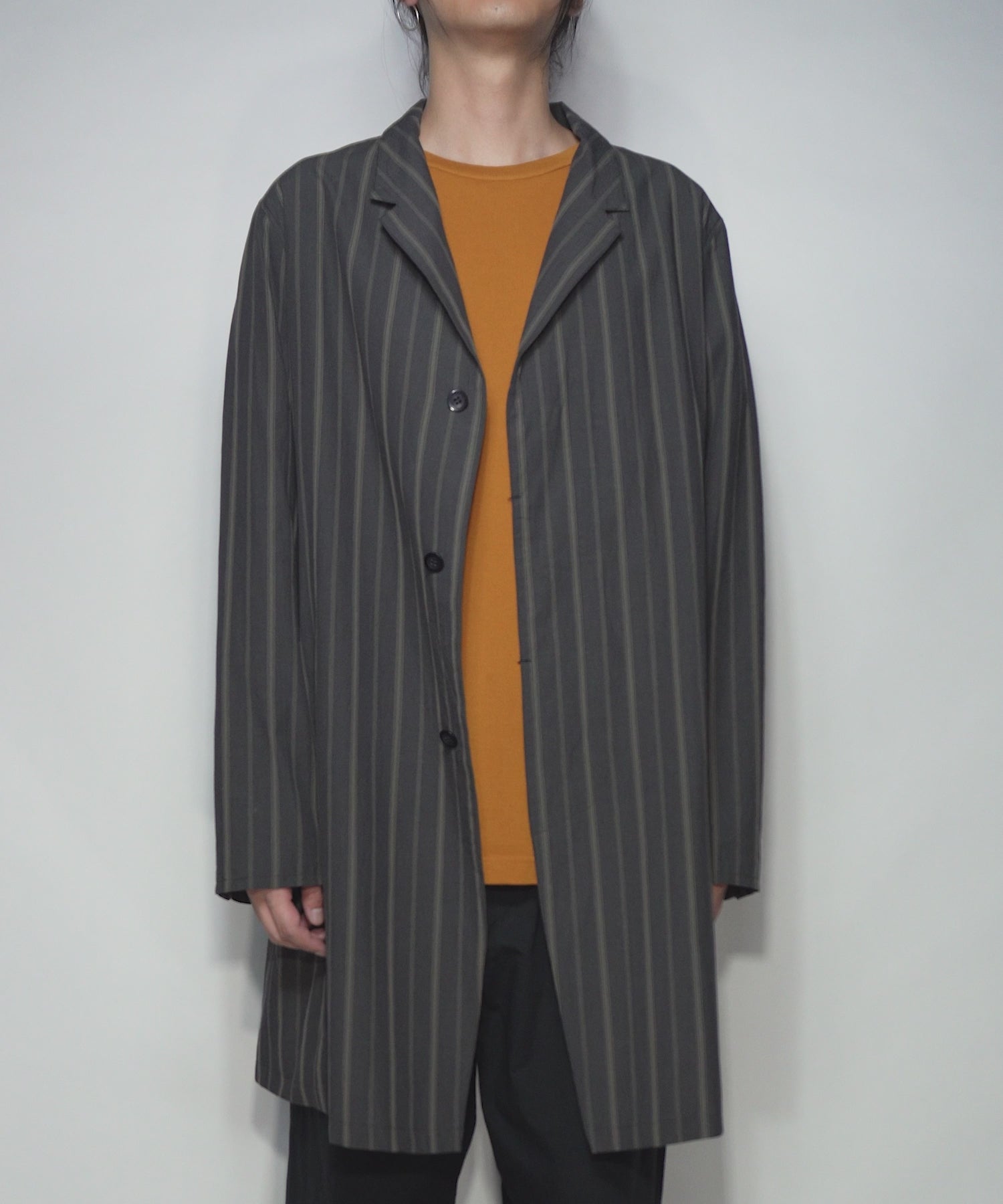 極美品✨ミツミネ MANTECO生地 チェスターコート ネイビー ストライプ セール】MANTECOオーバーチェスターコート◇（チェスターコート